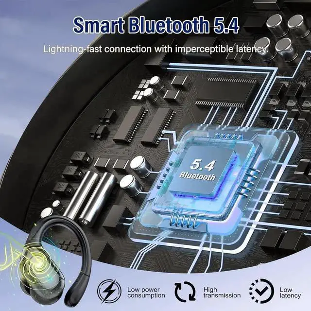 Alt view image 5 of 7 - Wireless Earbuds Bluetooth 5.4 Headphones 75H Playtime Stereo Deep Bass Sports Ear Buds with Earhooks, LED Display Bluetooth Earbuds with 4 ENC Mic, IP7 Waterproof Earphone for Workout/Running