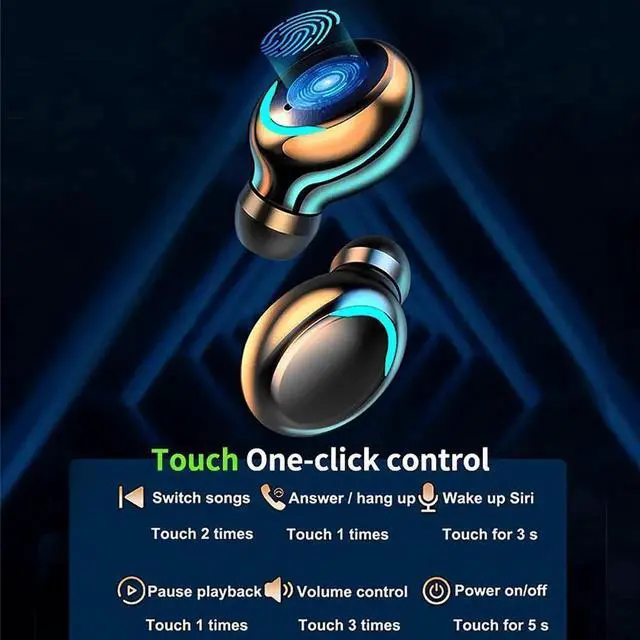 Alt view image 6 of 7 - Ture Wireless Earbuds Headphones, Bluetooth 5.0 Wireless Earphones Touch Control, IPX7 Waterproof TWS Stereo in Ear Built in Mic Headset, Noise Canceling Deep Bass Earbuds for Sport, Work, Home