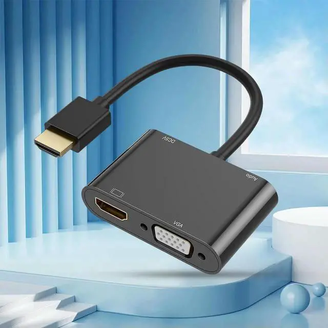 Alt view image 2 of 4 - 3 In 1 HDMI-Cmpatible To 4K HD VGA 1080p Converter with 3.5mm Audio HDMI-Cmpatible To VGA Adapter for PC HDTV Monitor Display