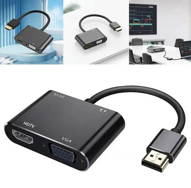 Alt view image 4 of 4 - 3 In 1 HDMI-Cmpatible To 4K HD VGA 1080p Converter with 3.5mm Audio HDMI-Cmpatible To VGA Adapter for PC HDTV Monitor Display