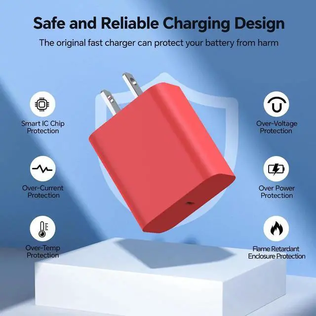 Alt view image 2 of 6 - JAENFONG Compatible with iPhone 14 13 12 Charger, 20W Fast Charging Wall Charger, 10 FT USB ightning Cable,Phone Chargerr Cord for Phone 14/13/12/12 Pro Max/11/Xs Max/XR/X,AirPods Pro(Pueple/Blue/Red)