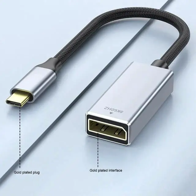 Alt view image 3 of 5 - USB C Maleto DP 1.4 Female Cable 8K@60HZ/4K@120Hz Type-C To Displayport 1.4 Cable Converter for MacBook Pro