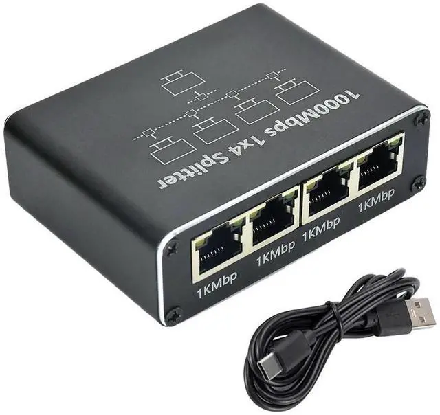 Alt view image 6 of 7 - Ethernet Splitter 1 To 3/4 1000Mbps Internet Cable Splitter Gigabit RJ45 LAN Network Extension for PC Laptop Router TV-Box