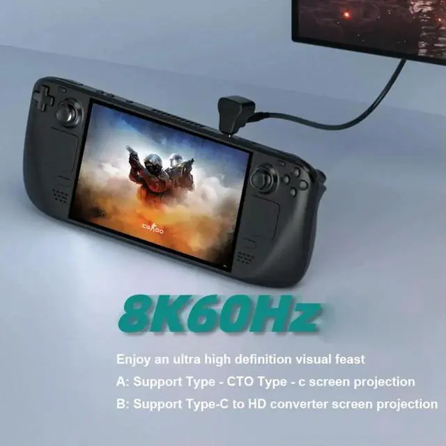 Main image of 1 To 2 USB-C To USB-C USB-A Adapter 20Gbps USB-C Male To USB-C USB-A Female Adapter 8K 60HZ 180 Degree U-shaped for STEAM DECK