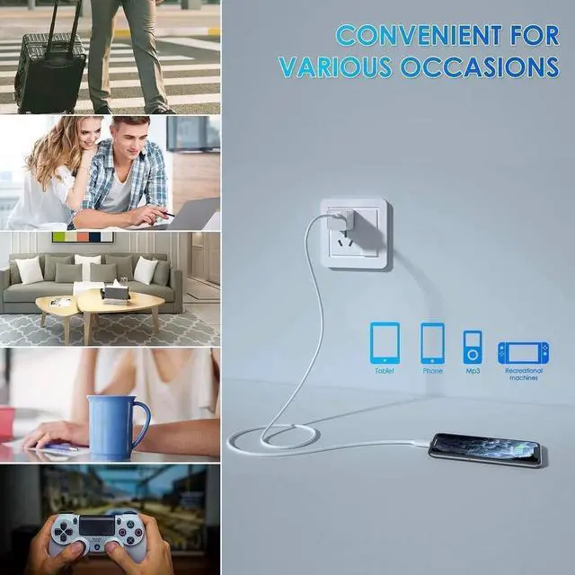 Alt view image 6 of 7 - JAENFONG iPhone Charger, 2 Pack 3FT Lightning Cable Cube Phone Charging Transfer Cord Cable with USB Plug Wall Charger Block Travel Adapter for iPhone 14/13/12/11/SE 2022/8/7/XS/XR/X/iPad