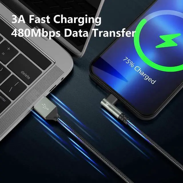 Alt view image 3 of 7 - JAENFONG iPhone Charger 10FT,3Pack 90 Degree Charging Cable, Long Lightning Cable Fast Charging Cord Compatible for iPhone 14/13/12/11/Pro/Max/Mini/X/Plus/8/7/6/5S/SE/Plus/iPad (10FT)