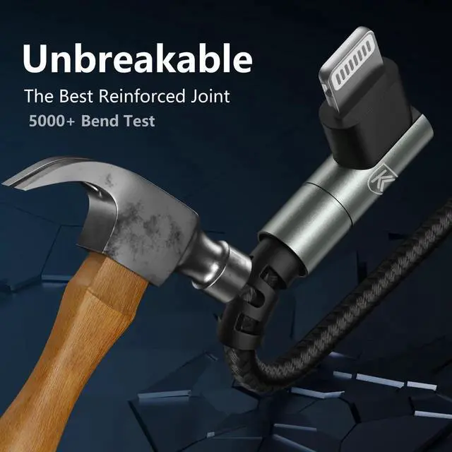 Alt view image 4 of 7 - JAENFONG iPhone Charger 10FT,3Pack 90 Degree Charging Cable, Long Lightning Cable Fast Charging Cord Compatible for iPhone 14/13/12/11/Pro/Max/Mini/X/Plus/8/7/6/5S/SE/Plus/iPad (10FT)