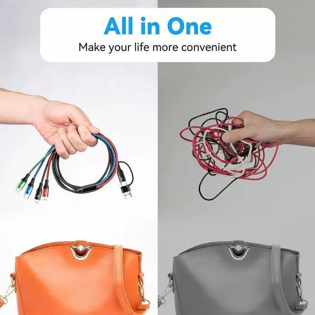 Alt view image 2 of 7 - JAENFONG4 in 2 Multi Charging Cable 3.5A, [2Pack 6Ft] Multiple fast Charging Cord USB A/C to Type C/Micro USB/Lightning Universal Braided Charger Cable,Multi Charger for Cell Phones,iPhone,Galaxy More