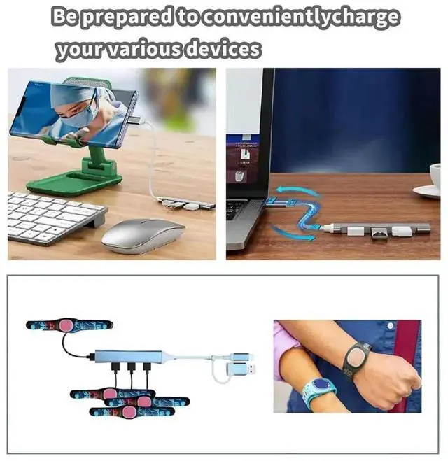 Alt view image 3 of 7 - Multi USB C Hub With USB A Port Multifunctional Charger Adapter For Phone watch For Travel Trip