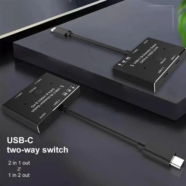 Alt view image 4 of 7 - JAENFONG USB-C USB3.1 Type-C 8K Switch Bi-Direction 8K@30Hz 4K@120Hz Power Delivery 100w 10Gbps Data Transfer Multi-Function Splitter Converter (8K)