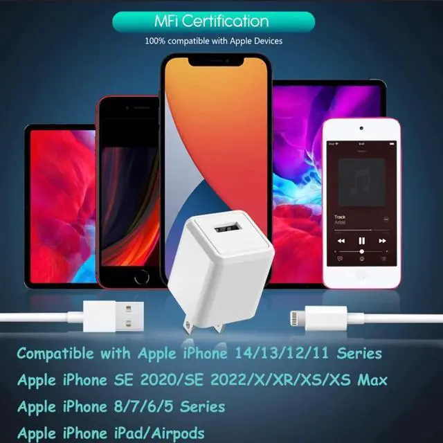 Alt view image 4 of 7 - JAENFONG 3Pack 10FT Long iPhone Charger,Cube Phone Charging Transfer Cord 10Foot Lightning Cable USB Plug Wall Charger Block Travel Adapter for iPhone 14/13/12/11/SE 2022/8/7/XS/XR/X/iPad