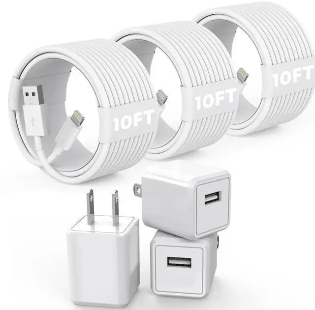 Main image of JAENFONG 3Pack 10FT Long iPhone Charger,Cube Phone Charging Transfer Cord 10Foot Lightning Cable USB Plug Wall Charger Block Travel Adapter for iPhone 14/13/12/11/SE 2022/8/7/XS/XR/X/iPad