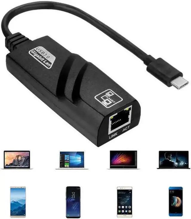 Alt view image 5 of 7 - JAENFONG USB C to Ethernet Adapter, Hannord RJ45 to USB C Type-C Gigabit Ethernet LAN Network Adapter, Compatible for MacBook Pro 2020/2019/2018/2017, MacBook Air, Dell XPS and More