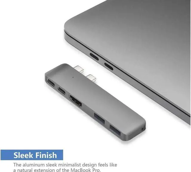 Alt view image 7 of 7 - JAENFONG Mini USB C Hub Adapter Dongle for MacBook Air M1 2021-2018 and MacBook Pro M1 2021-2016, with 4K HDMI, 100W PD, 40Gbps TB3 5K@60Hz, USB-C and 2 USB 3.0 (Gold)