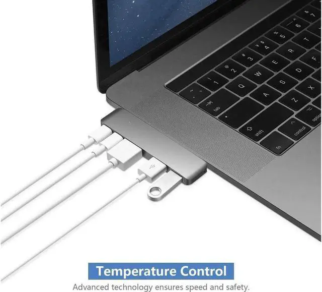 Alt view image 5 of 7 - JAENFONG Mini USB C Hub Adapter Dongle for MacBook Air M1 2021-2018 and MacBook Pro M1 2021-2016, with 4K HDMI, 100W PD, 40Gbps TB3 5K@60Hz, USB-C and 2 USB 3.0 (Gold)