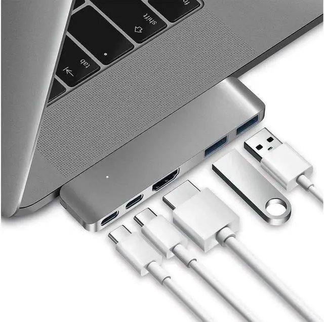 Main image of JAENFONG Mini USB C Hub Adapter Dongle for MacBook Air M1 2021-2018 and MacBook Pro M1 2021-2016, with 4K HDMI, 100W PD, 40Gbps TB3 5K@60Hz, USB-C and 2 USB 3.0 (Gold)