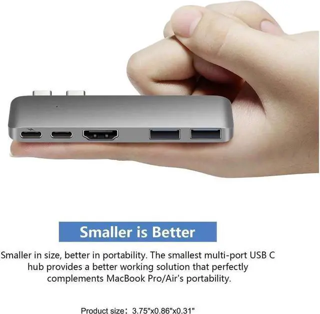 Alt view image 6 of 7 - JAENFONG Mini USB C Hub Adapter Dongle for MacBook Air M1 2021-2018 and MacBook Pro M1 2021-2016, with 4K HDMI, 100W PD, 40Gbps TB3 5K@60Hz, USB-C and 2 USB 3.0 (Gold)