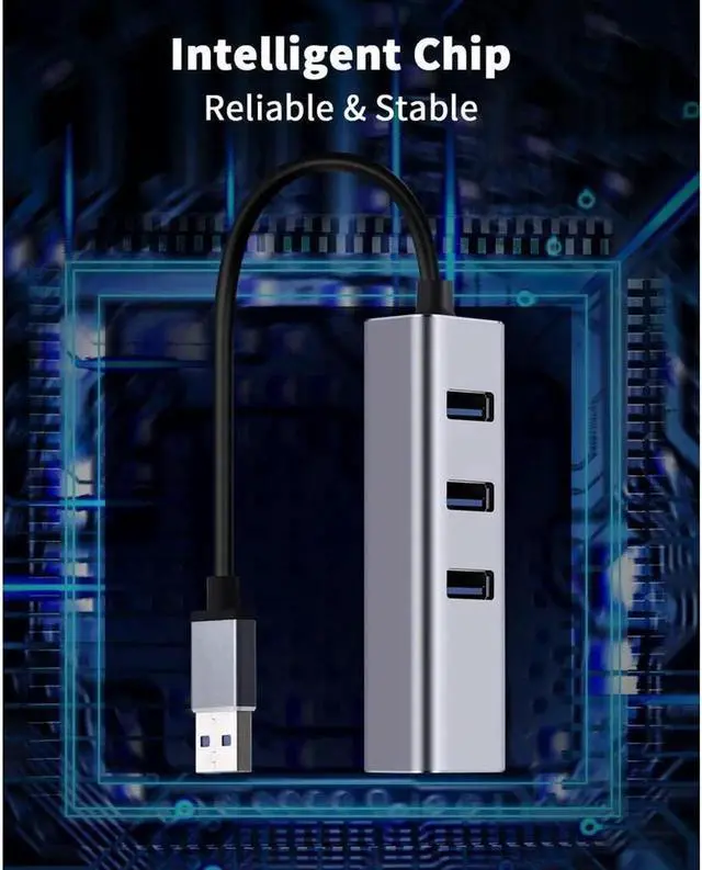 Alt view image 4 of 7 - JAENFONG USB 3.0 to RJ45 Ethernet Adapter 4 in 1 Multiport USB Hub with Gigabit Ethernet 1000Mbps RJ45 LAN Network Adapter Compatible and 3-Port USB3.0 Support Laptop PC Windows Linux MacOS, and More