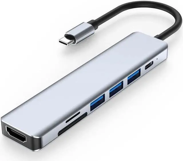 Main image of JAENFONG USB C Hub, Type C Hub, TOTU 7-in-1 4K USB C to HDMI, 1 USB3.0, 2 USB2.0, Micro SD/TF Card Reader, USB-C PD 3.0, Compatible for Mac Pro and Other Type C Laptops