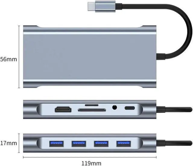 Alt view image 5 of 7 - USB C Hub,Type C Hub,TOTU 11-in-1 Adapter with Ethernet, 4K USB C to HDMI,VGA, 2 USB3.0 2 USB2.0,Micro SD/TF Card Reader, Mic/Audio, USB-C PD 3.0,Compatible for Mac Pro and Other Type C Laptops
