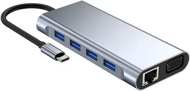 Alt view image 7 of 7 - USB C Hub,Type C Hub,TOTU 11-in-1 Adapter with Ethernet, 4K USB C to HDMI,VGA, 2 USB3.0 2 USB2.0,Micro SD/TF Card Reader, Mic/Audio, USB-C PD 3.0,Compatible for Mac Pro and Other Type C Laptops