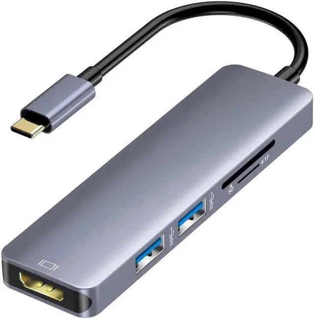Main image of JAENFONG USB C Hub HDMI Adapter, 5 in 1 Portable USB C Dongle with 4K HDMI Output, 2 USB 3.0 Ports, SD/microSD/TF Card Reader,Compatible for MacBook Pro,iMac,HuaWei MateBook,Samsung Galaxy and More