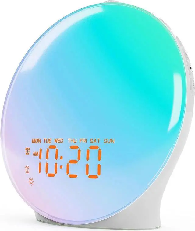 Main image of Wake Up Light Sunrise Alarm Clock for Kids, Heavy Sleepers, Bedroom, Upgraded Full Screen with Sunrise Simulation, Sleep Aid, Dual Alarms,FM Radio,Nightlight,14 Colors, 7 Sounds, Ideal for Gift