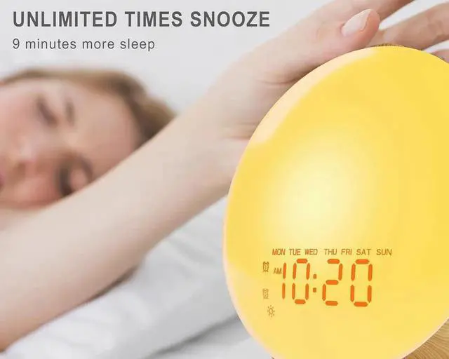 Alt view image 5 of 6 - Wake Up Light Sunrise Alarm Clock for Kids, Heavy Sleepers, Bedroom, Upgraded Full Screen with Sunrise Simulation, Sleep Aid, Dual Alarms,FM Radio,Nightlight,14 Colors, 7 Sounds, Ideal for Gift