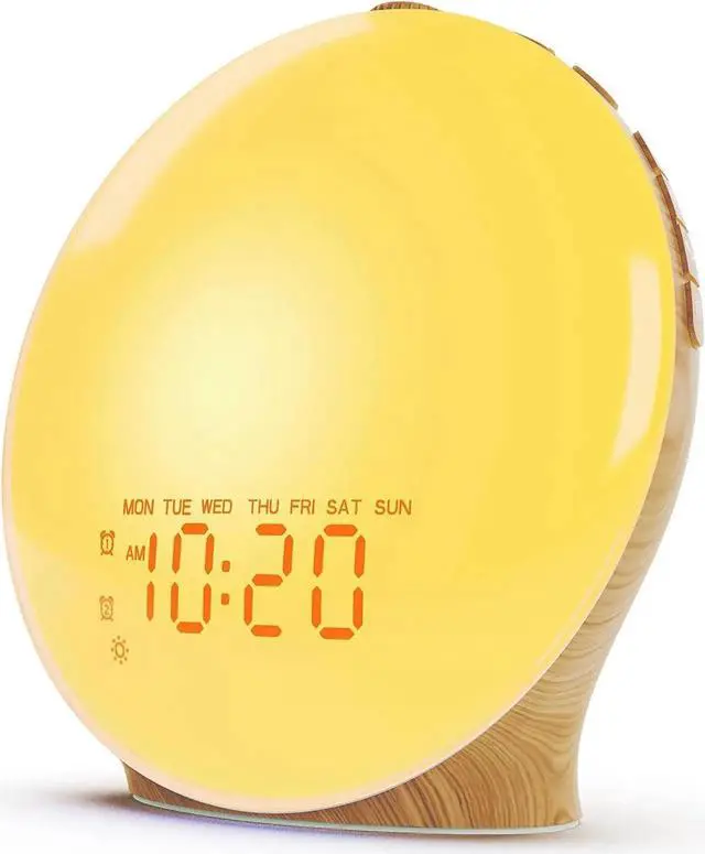 Main image of Wake Up Light Sunrise Alarm Clock for Kids, Heavy Sleepers, Bedroom, Upgraded Full Screen with Sunrise Simulation, Sleep Aid, Dual Alarms,FM Radio,Nightlight,14 Colors, 7 Sounds, Ideal for Gift