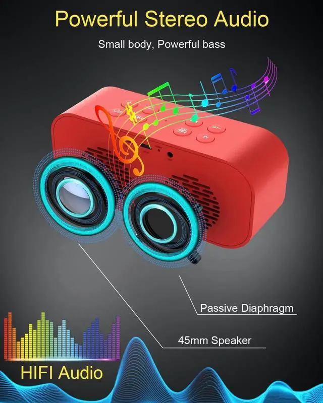 Alt view image 2 of 6 - JAENFONG Digital Alarm Clock with Bluetooth Speaker,Desk Clock for Bedroom/Office,Small Table Clock with Dual Alarms,Snooze,Dimmable LED Display,Hands-Free Calling.(12H Format,Red)