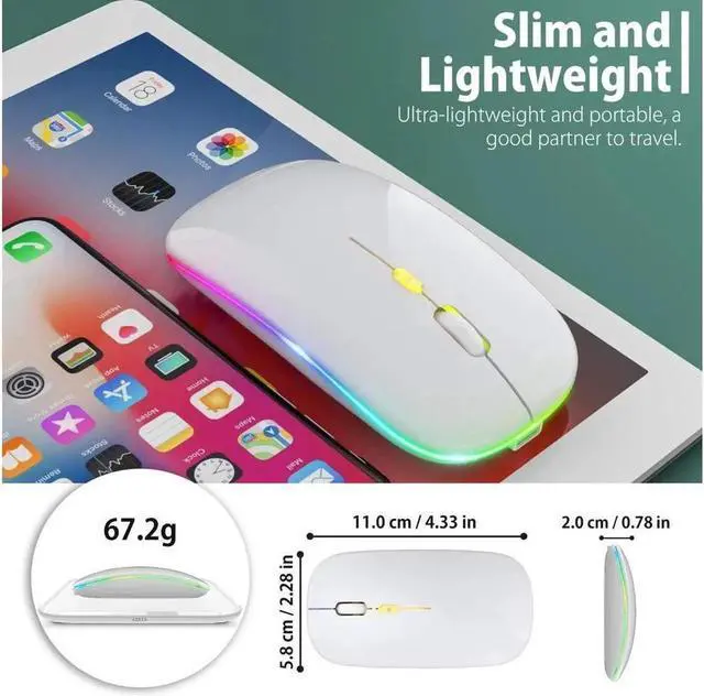 Alt view image 5 of 7 - JAENFONG Upgrade LED Wireless Mouse, Slim Silent Mouse 2.4G Portable Mobile Optical Office Mouse with USB & Type-c Receiver, 3 Adjustable DPI Levels for Notebook, PC, Laptop, Computer, MacBook -White