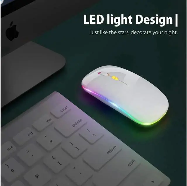 Alt view image 3 of 7 - JAENFONG Upgrade LED Wireless Mouse, Slim Silent Mouse 2.4G Portable Mobile Optical Office Mouse with USB & Type-c Receiver, 3 Adjustable DPI Levels for Notebook, PC, Laptop, Computer, MacBook -White
