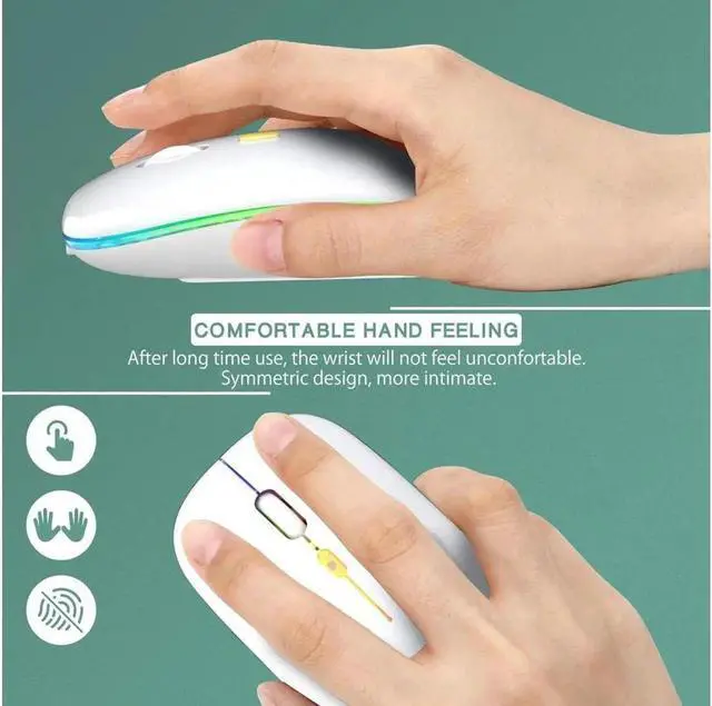 Alt view image 6 of 7 - JAENFONG Upgrade LED Wireless Mouse, Slim Silent Mouse 2.4G Portable Mobile Optical Office Mouse with USB & Type-c Receiver, 3 Adjustable DPI Levels for Notebook, PC, Laptop, Computer, MacBook -White