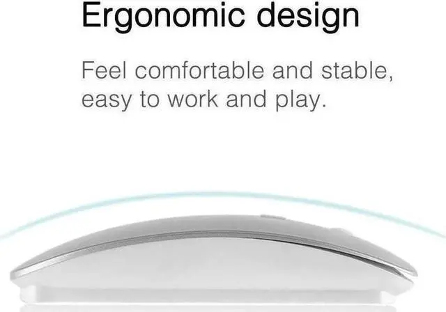 Alt view image 4 of 6 - JAENFONG Rechargeable Wireless Mouse for MacBook Pro/ Air,Bluetooth Mouse for Laptop/PC/Mac/iPad pro/Computer Silver