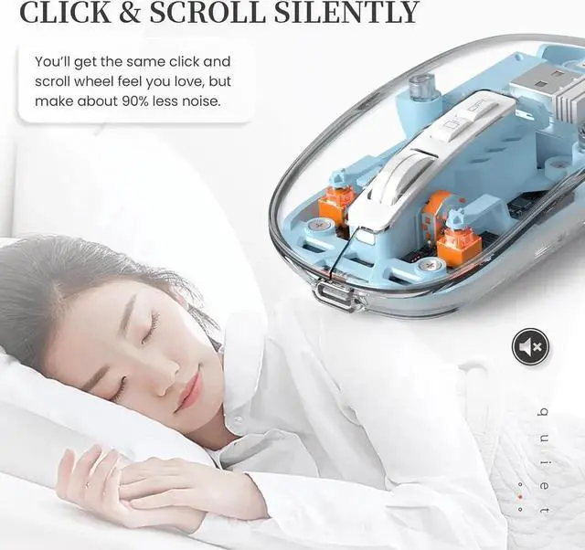 Alt view image 6 of 7 - JAENFONG Wireless Bluetooth5.1&2.4G Mini Lightweight Mouse,Transparent Clear Cool,Rechargeable Silent Computer Mice,Nano USB C Receiver,LED Battery Magic Silm for Office/PC/Mac/Laptop/Apple/ipad(Blue)