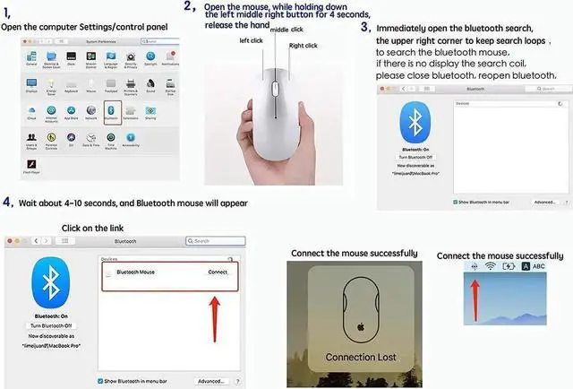 Alt view image 5 of 7 - JAENFONG Rechargeable Wireless Mouse for MacBook Pro/ Air,Bluetooth Mouse for Laptop/PC/Mac/iPad pro/Computer rose gold