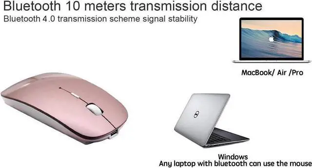 Alt view image 6 of 7 - JAENFONG Rechargeable Wireless Mouse for MacBook Pro/ Air,Bluetooth Mouse for Laptop/PC/Mac/iPad pro/Computer rose gold