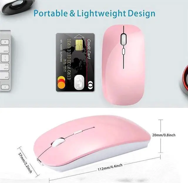 Alt view image 5 of 5 - JAENFONG Rechargeable Wireless Mouse for MacBook Pro/ Air,Bluetooth Mouse for Laptop/PC/Mac/iPad pro/Computer BT pink