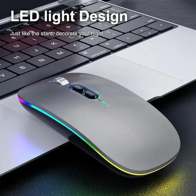 Alt view image 6 of 6 - JAENFONGUpgrade LED Wireless Mouse, Slim Silent Mouse 2.4G Portable Mobile Optical Office Mouse with USB & Type-c Receiver, 3 Adjustable DPI Levels for Notebook, PC, Laptop, Computer,MacBook Matt-Gray