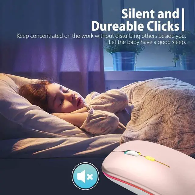 Alt view image 3 of 7 - JAENFONG Upgrade LED Wireless Mouse, Slim Silent Mouse 2.4G Portable Mobile Optical Office Mouse with USB & Type-c Receiver, 3 Adjustable DPI Levels for Notebook, PC, Laptop,Computer,MacBook-rose gold