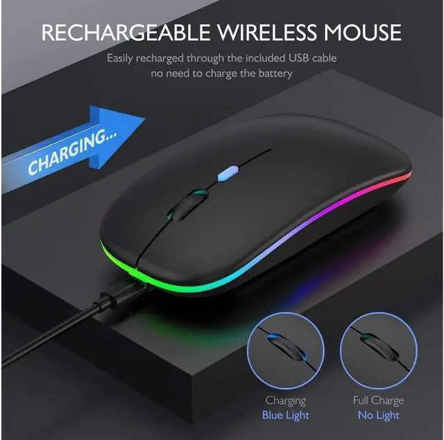 Alt view image 7 of 7 - JAENFONG LED Bluetooth Wireless Mouse,Bluetooth Mouse for MacBook Pro,Bluetooth Mice for MacBook Air,Rechargeable Wireless Mouse for MacBook, Laptop, Mac,ipad,ipad Pro (Black)