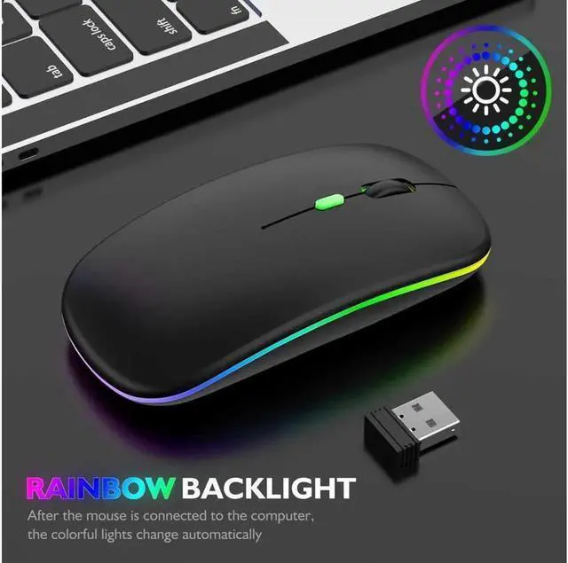 Alt view image 4 of 7 - JAENFONG LED Bluetooth Wireless Mouse,Bluetooth Mouse for MacBook Pro,Bluetooth Mice for MacBook Air,Rechargeable Wireless Mouse for MacBook, Laptop, Mac,ipad,ipad Pro (Black)