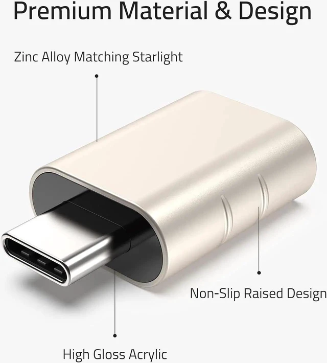 Alt view image 7 of 7 - JAENFONG USB C to USB Adapter Pack of 2 USB C Male to USB3 Female Adapter Compatible with iPhone 15 Pro Max MacBook Pro Air 2023 iMac iPad Mini Pro, Other Type C or Thunderbolt 4/3 Devices, Midnight