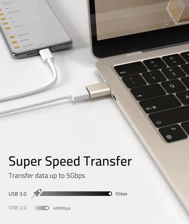 Alt view image 5 of 7 - JAENFONG USB C to USB Adapter Pack of 2 USB C Male to USB3 Female Adapter Compatible with iPhone 15 Pro Max MacBook Pro Air 2023 iMac iPad Mini Pro, Other Type C or Thunderbolt 4/3 Devices, Midnight