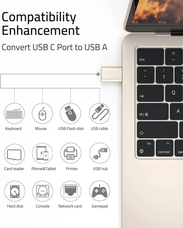 Alt view image 4 of 7 - JAENFONG USB C to USB Adapter Pack of 2 USB C Male to USB3 Female Adapter Compatible with iPhone 15 Pro Max MacBook Pro Air 2023 iMac iPad Mini Pro, Other Type C or Thunderbolt 4/3 Devices, Midnight