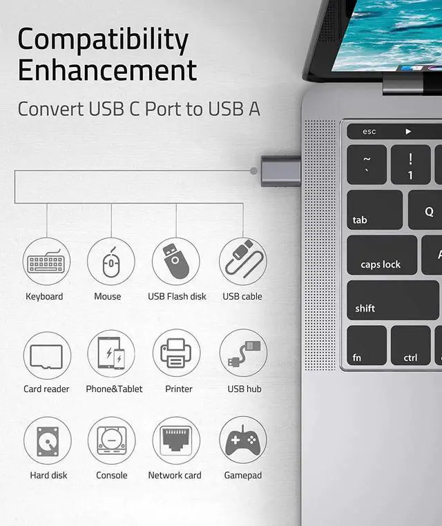 Alt view image 6 of 7 - JAENFONG USB C to USB Adapter Pack of 2 USB C Male to USB3 Female Adapter Compatible with iPhone 15 Pro Max MacBook Pro Air 2023 iMac iPad Mini Pro, Other Type C or Thunderbolt 4/3 Devices, Space Grey