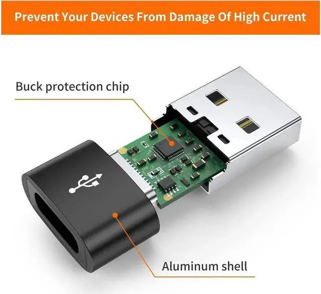 Alt view image 6 of 6 - JAENFONGUSB C Female to USB Male Adapter 4-Pack,Type C to USB A Charger Cable Converter,Compatible with iPhone 11 12 13 14 Plus Pro Max,iPad Air 4 5 Mini 6,Samsung Galaxy S23 S22 S21 S20,Pixel 5 Black