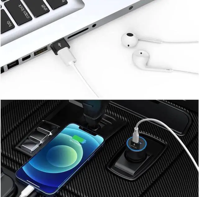 Alt view image 4 of 6 - JAENFONGUSB C Female to USB Male Adapter 4-Pack,Type C to USB A Charger Cable Converter,Compatible with iPhone 11 12 13 14 Plus Pro Max,iPad Air 4 5 Mini 6,Samsung Galaxy S23 S22 S21 S20,Pixel 5 Black