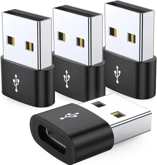 Main image of JAENFONGUSB C Female to USB Male Adapter 4-Pack,Type C to USB A Charger Cable Converter,Compatible with iPhone 11 12 13 14 Plus Pro Max,iPad Air 4 5 Mini 6,Samsung Galaxy S23 S22 S21 S20,Pixel 5 Black