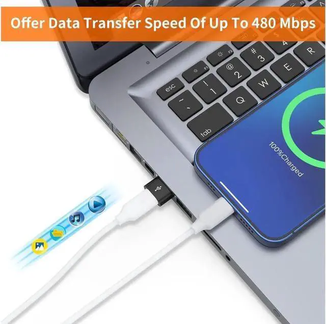 Alt view image 3 of 6 - JAENFONGUSB C Female to USB Male Adapter 4-Pack,Type C to USB A Charger Cable Converter,Compatible with iPhone 11 12 13 14 Plus Pro Max,iPad Air 4 5 Mini 6,Samsung Galaxy S23 S22 S21 S20,Pixel 5 Black